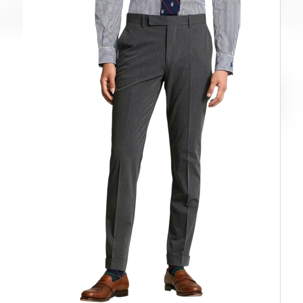 Polo Ralph Lauren Men Pants Size 47 Charcoal Gray Suit Trousers Unhemmed New
